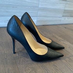 Jimmy Choo Black Pointy-toe Pumps Faux Snake